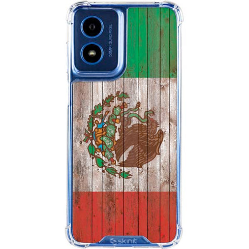 Mexican Flag Dark Wood Moto G 5G (2024) Clear Case